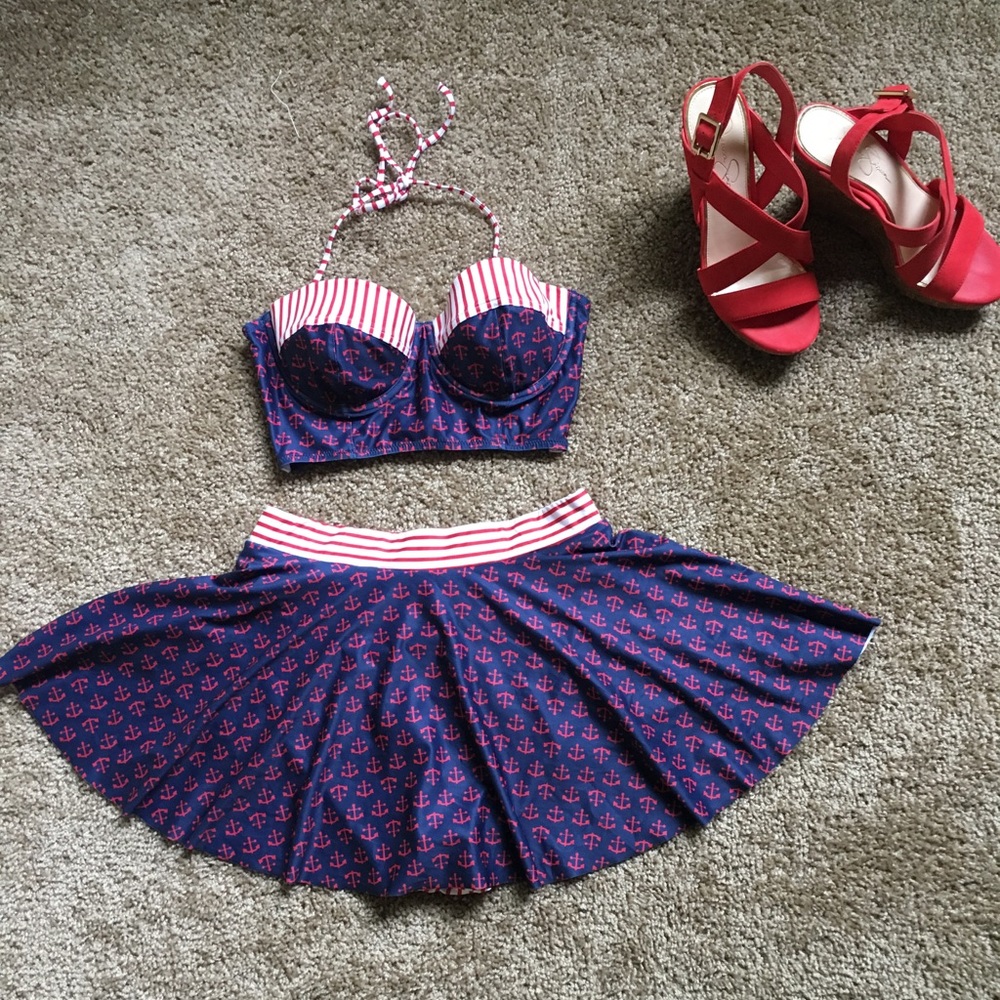 Vintage inspired anchor pinup swimsuit